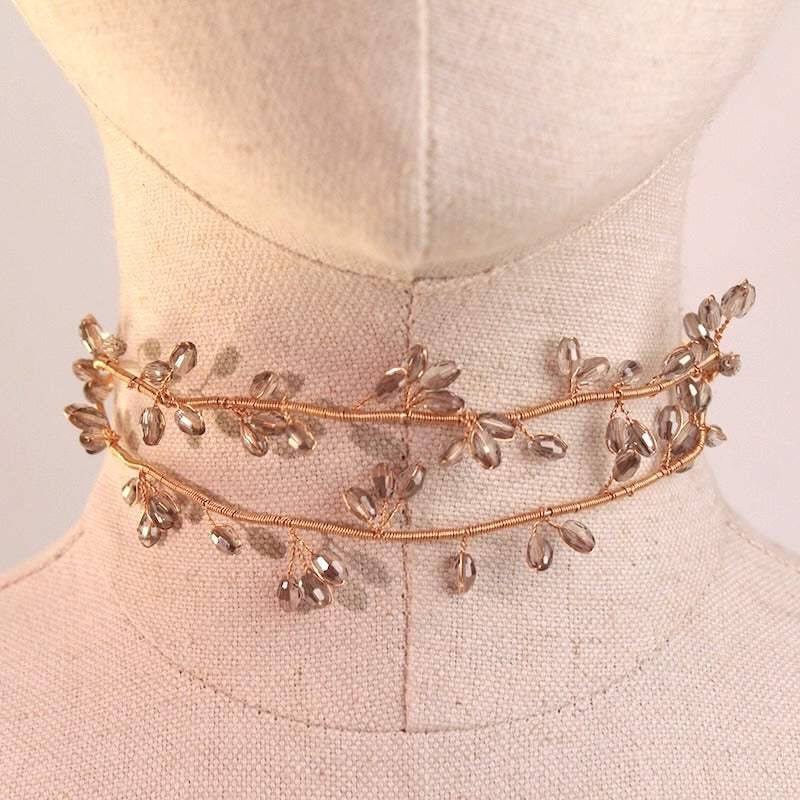 Choker cristal beige