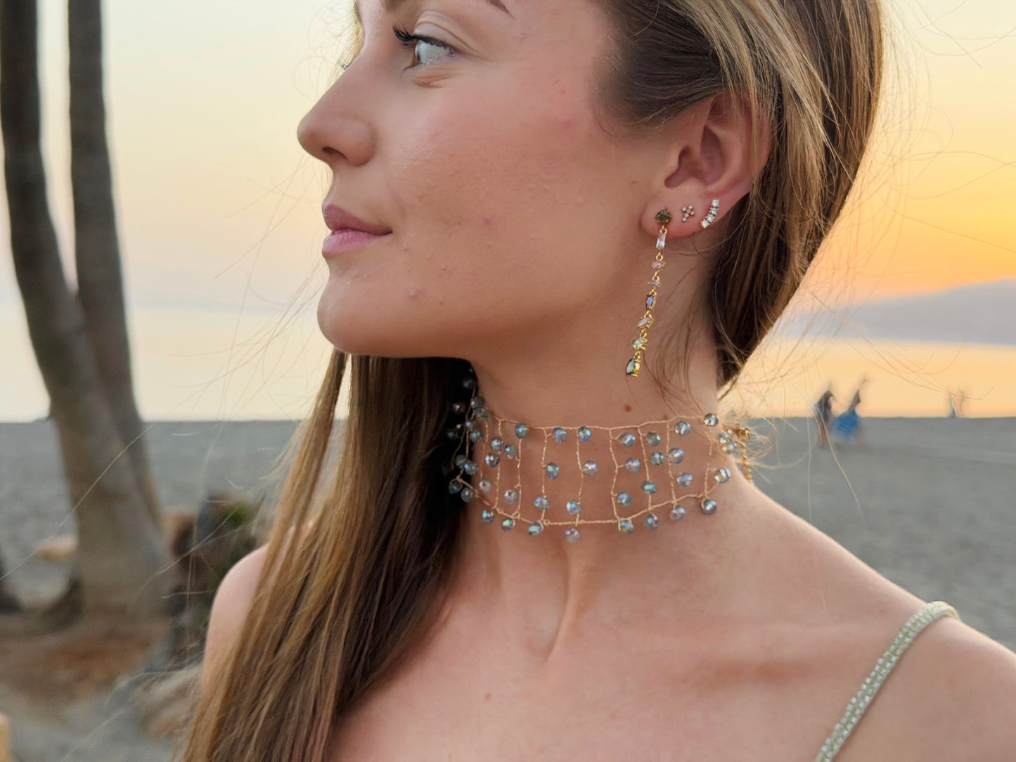 Choker cristal celeste lin