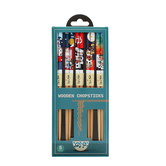 Set 5 pares palillos Lucky Cat